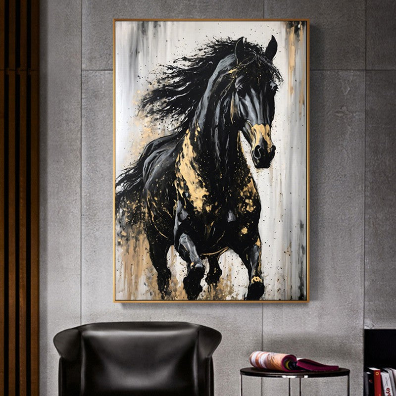 Luxury Stallion Oil Painting with Fine Details