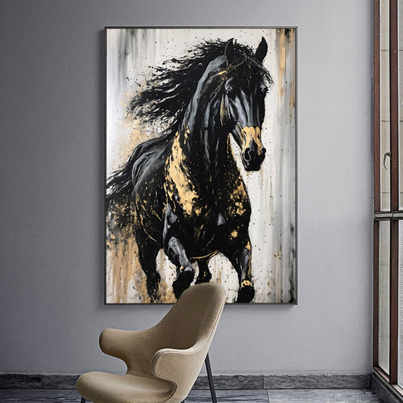 Luxury Stallion Oil Painting with Fine Details