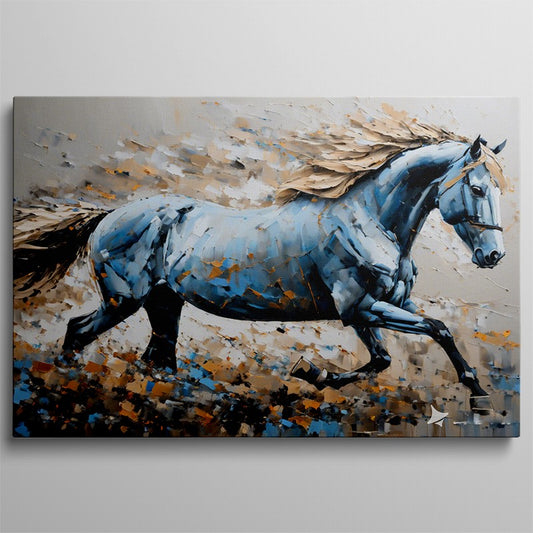 Artistic Oil Painting of Horses in Motion