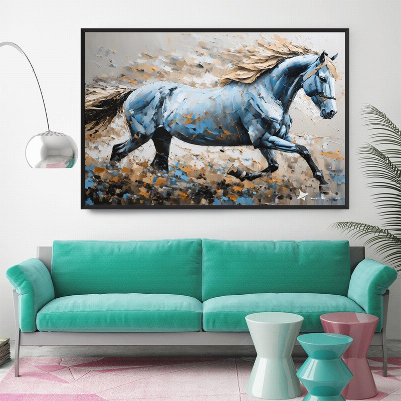 Artistic Oil Painting of Horses in Motion