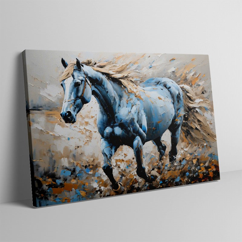 Wild Stallion Oil Painting with Rustic Charm