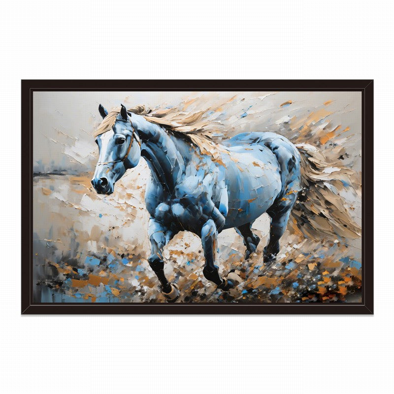 Wild Stallion Oil Painting with Rustic Charm