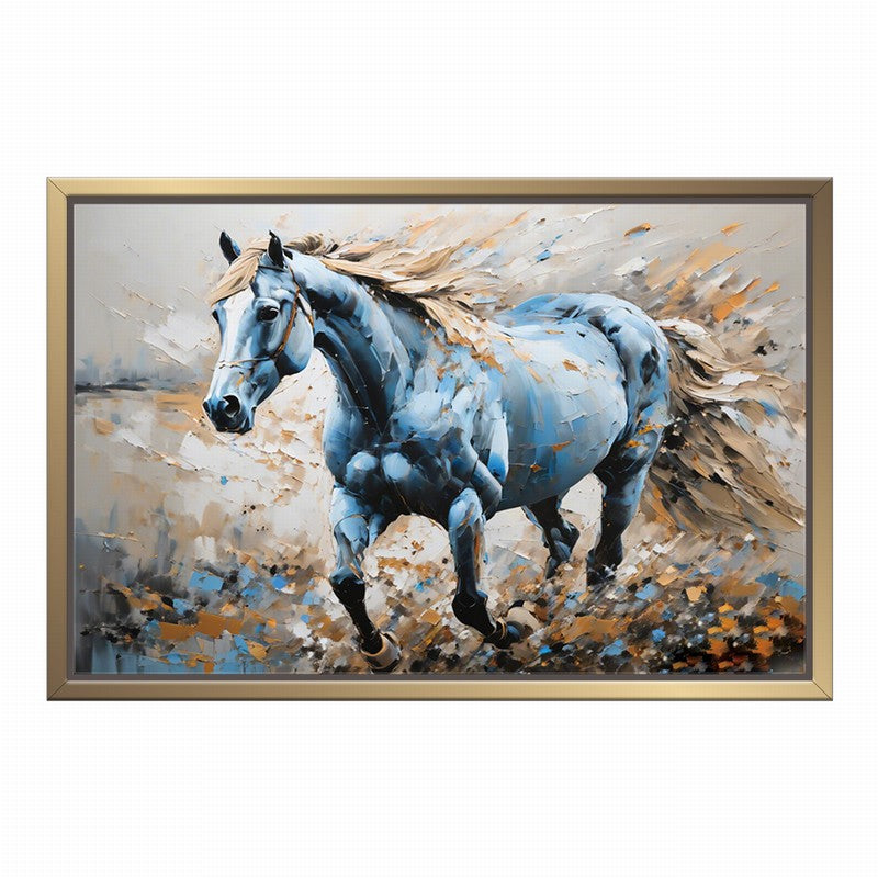 Wild Stallion Oil Painting with Rustic Charm