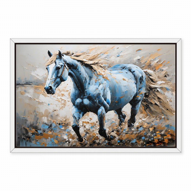 Wild Stallion Oil Painting with Rustic Charm