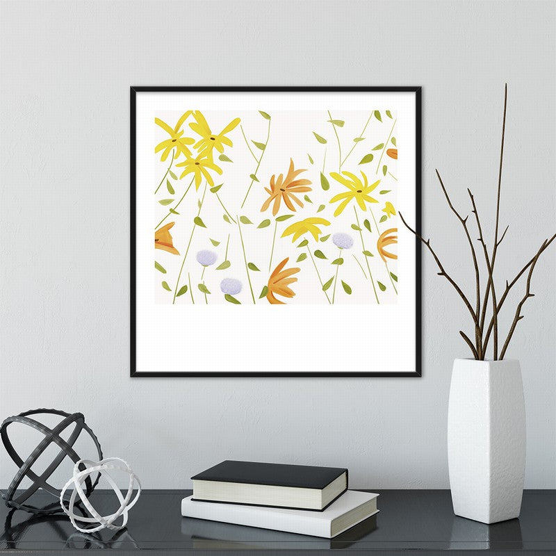 Botanical Square Oil Painting for Interior Decoration