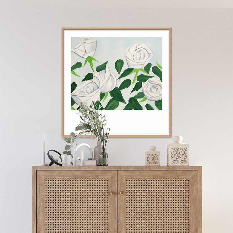 Square Hand-Painted Floral Artwork for Walls