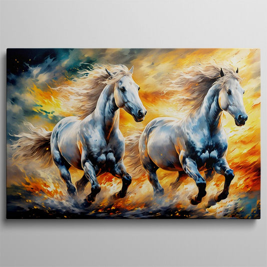 Dynamic Horse Oil Painting with Bold Colors