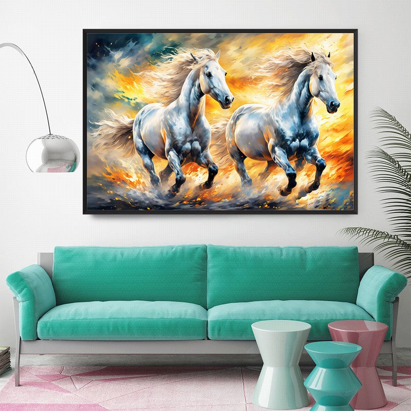 Dynamic Horse Oil Painting with Bold Colors