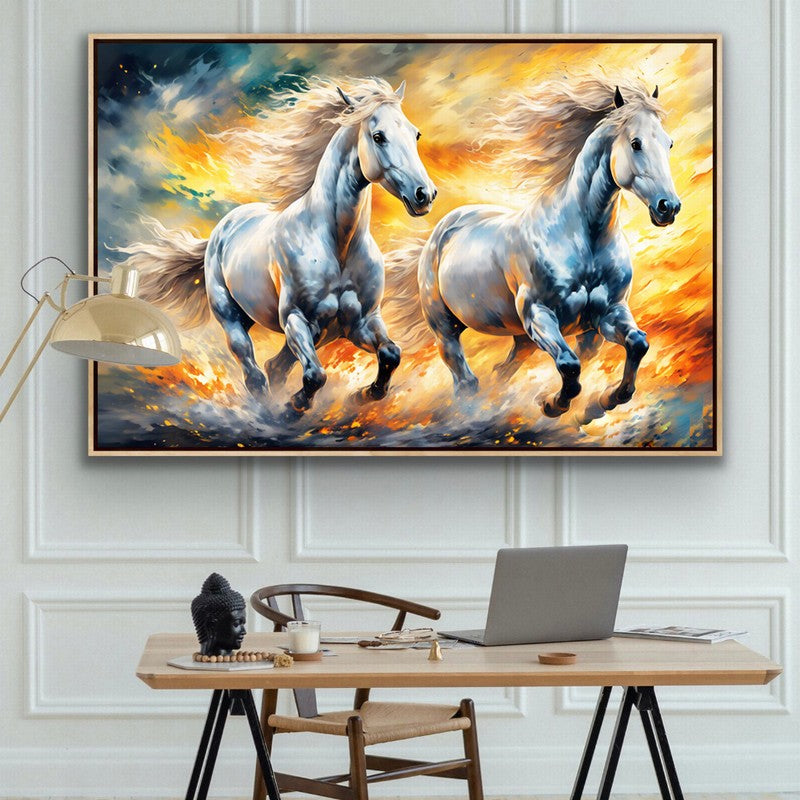 Dynamic Horse Oil Painting with Bold Colors