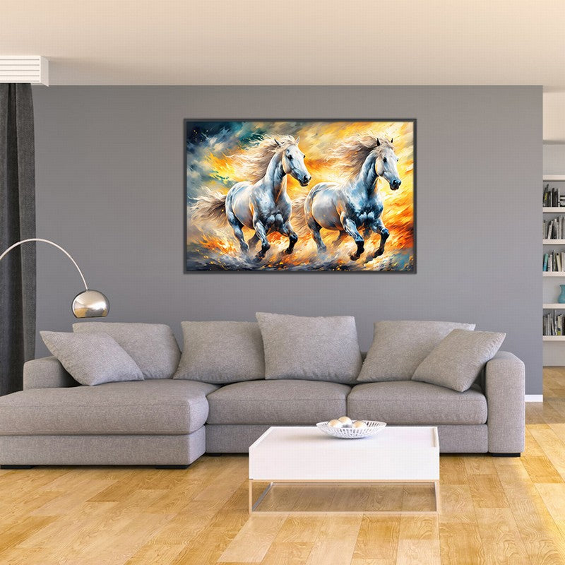 Dynamic Horse Oil Painting with Bold Colors