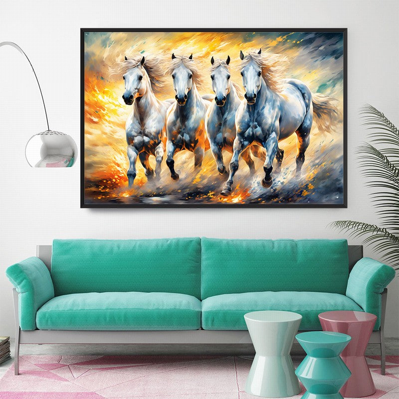 Powerful Stallion Oil Painting for Bold Interiors