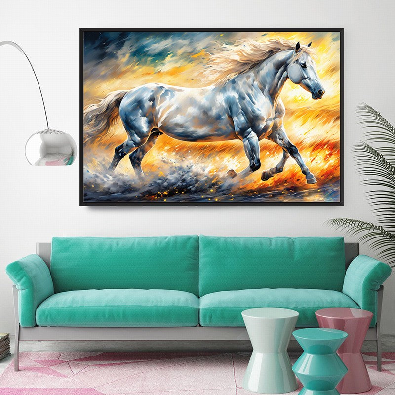 Elegant Stallion Oil Painting with Subtle Shades