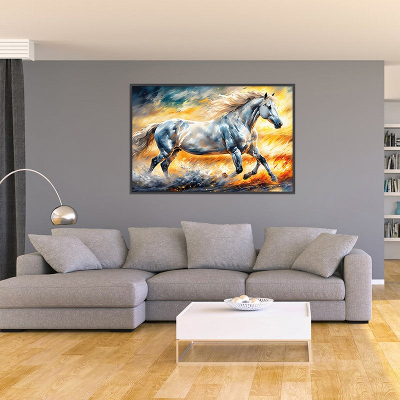 Elegant Stallion Oil Painting with Subtle Shades