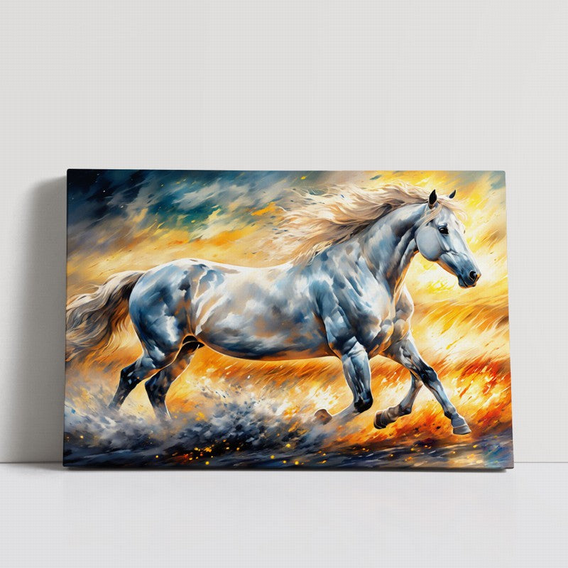 Elegant Stallion Oil Painting with Subtle Shades