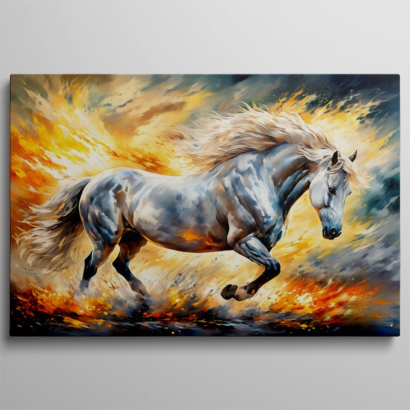 Fierce Horse Oil Painting with Intense Details