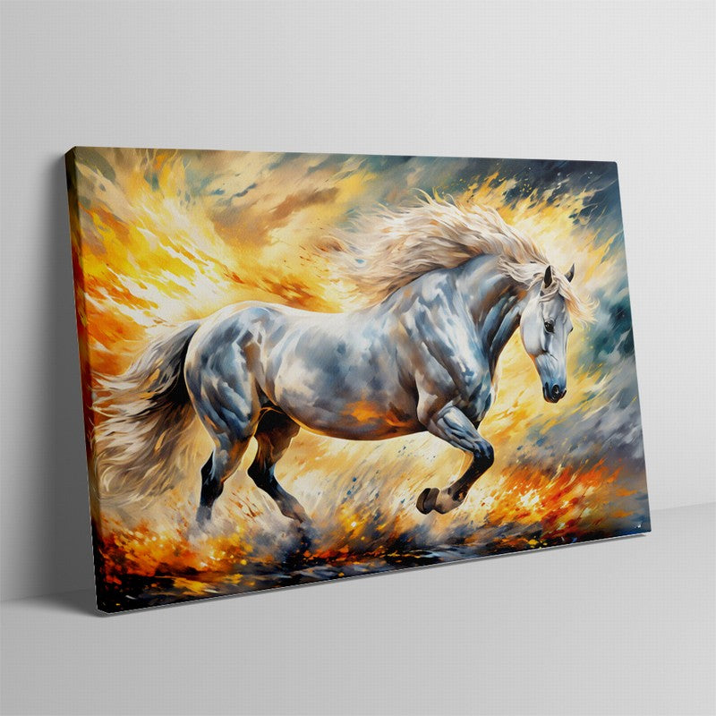 Fierce Horse Oil Painting with Intense Details