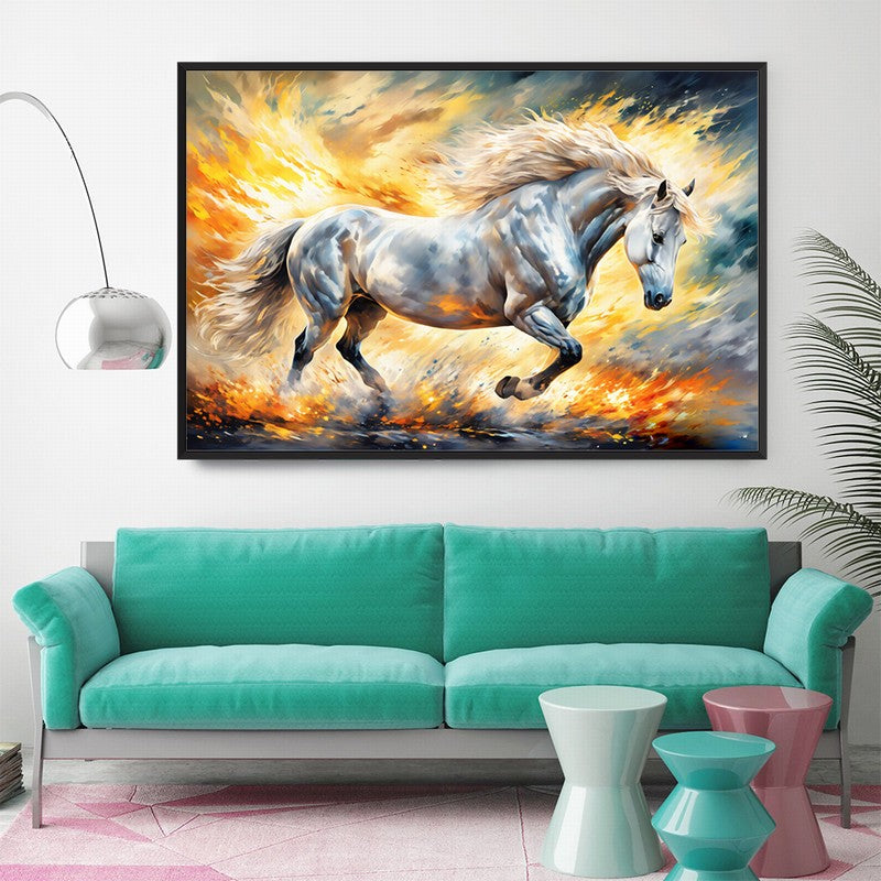 Fierce Horse Oil Painting with Intense Details