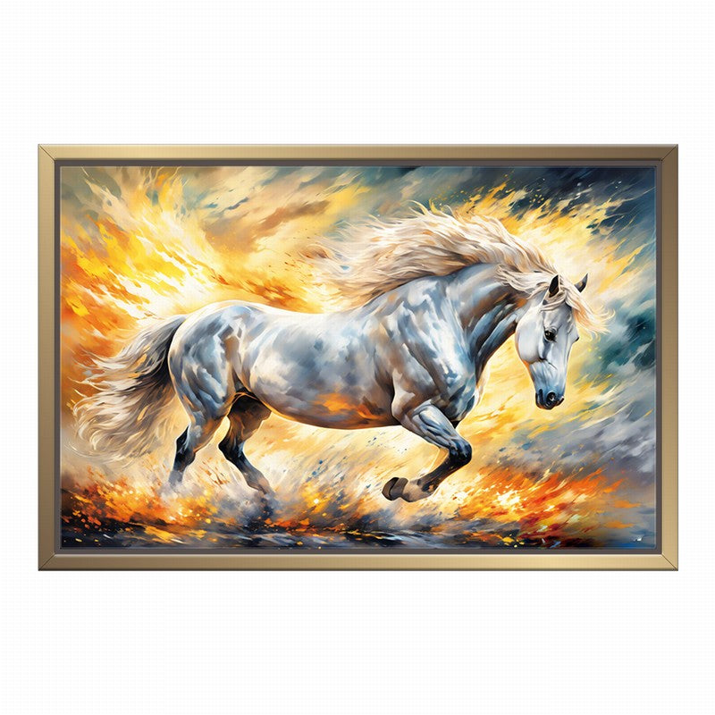 Fierce Horse Oil Painting with Intense Details