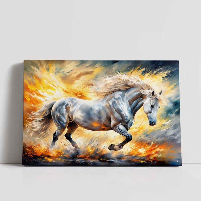 Fierce Horse Oil Painting with Intense Details