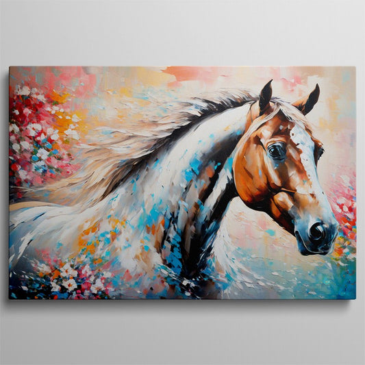 Luxurious Horse Oil Painting with Ornate Frame