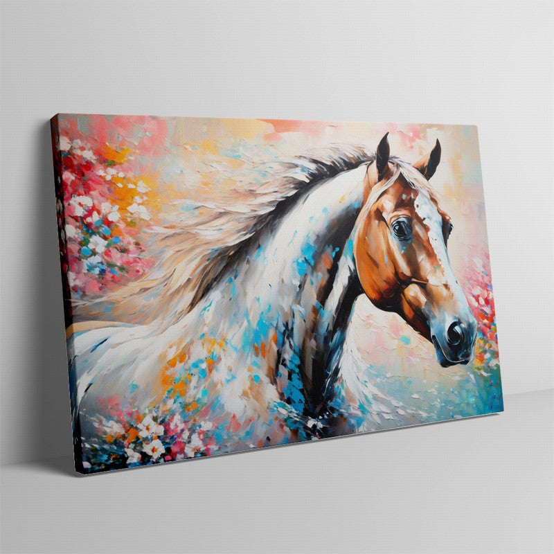 Luxurious Horse Oil Painting with Ornate Frame