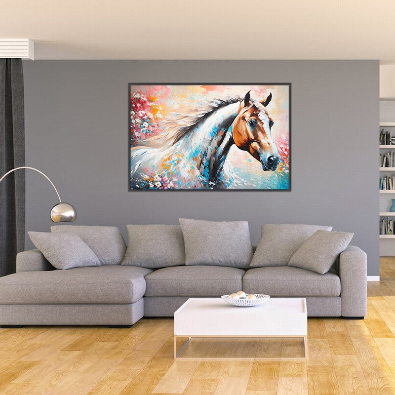 Luxurious Horse Oil Painting with Ornate Frame