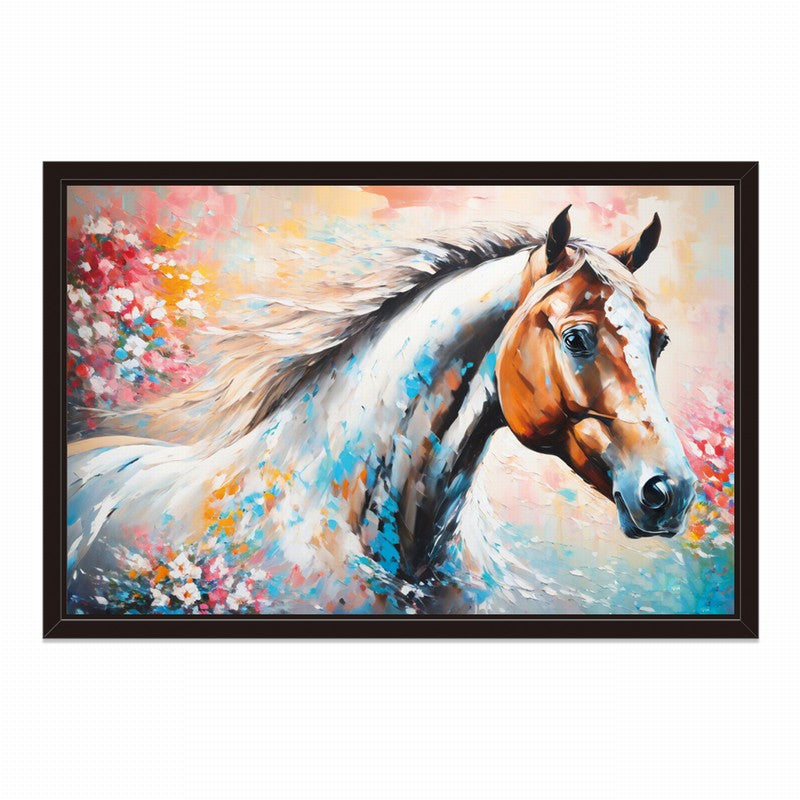 Luxurious Horse Oil Painting with Ornate Frame