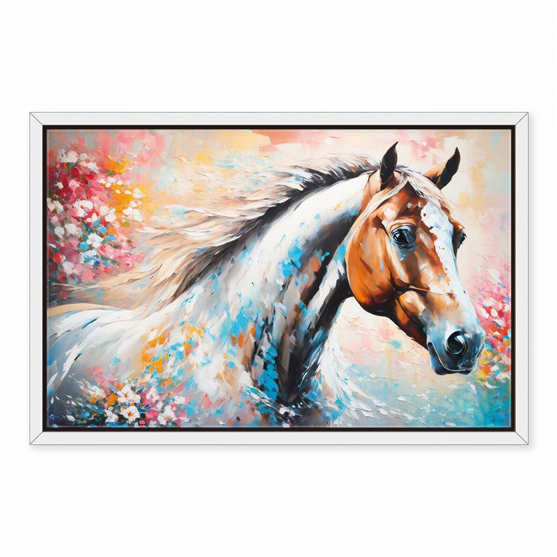 Luxurious Horse Oil Painting with Ornate Frame