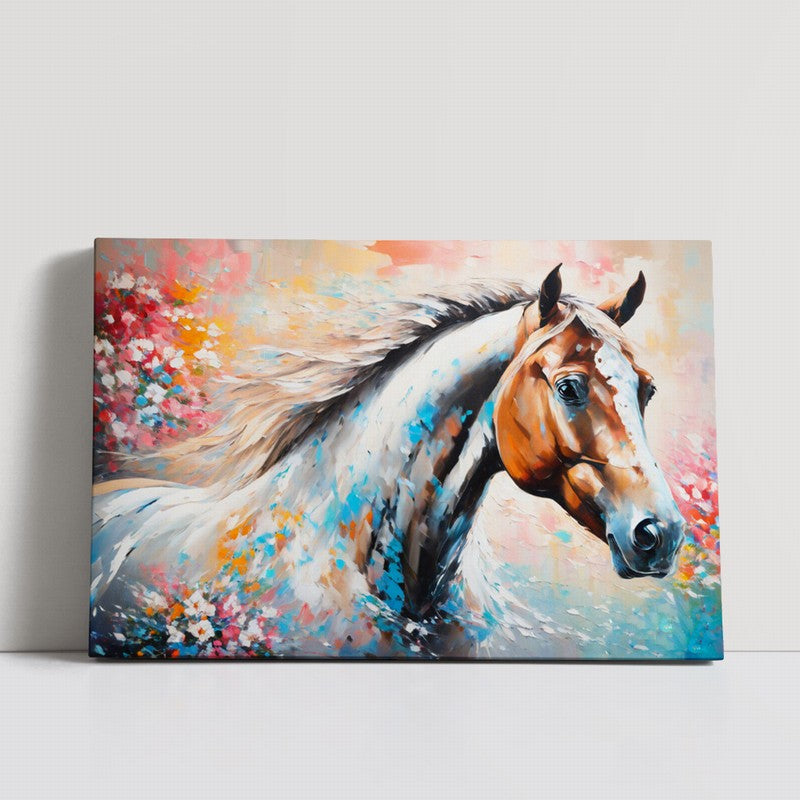 Luxurious Horse Oil Painting with Ornate Frame