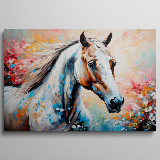 Bold Stallion Oil Painting for Statement Decor