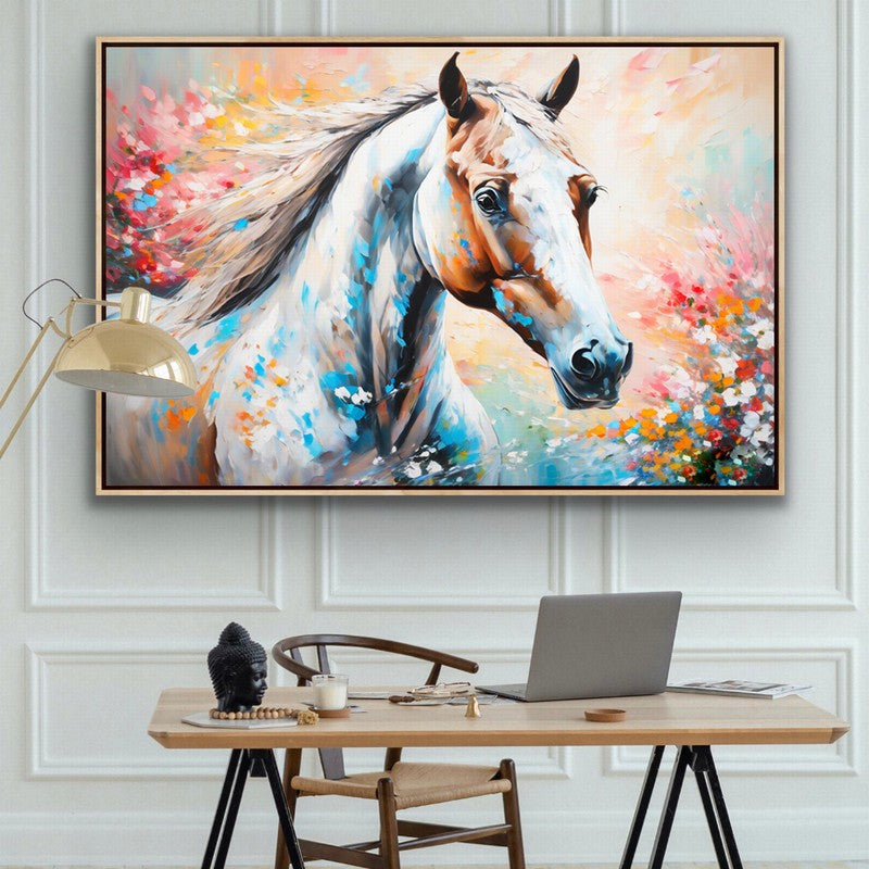 Bold Stallion Oil Painting for Statement Decor