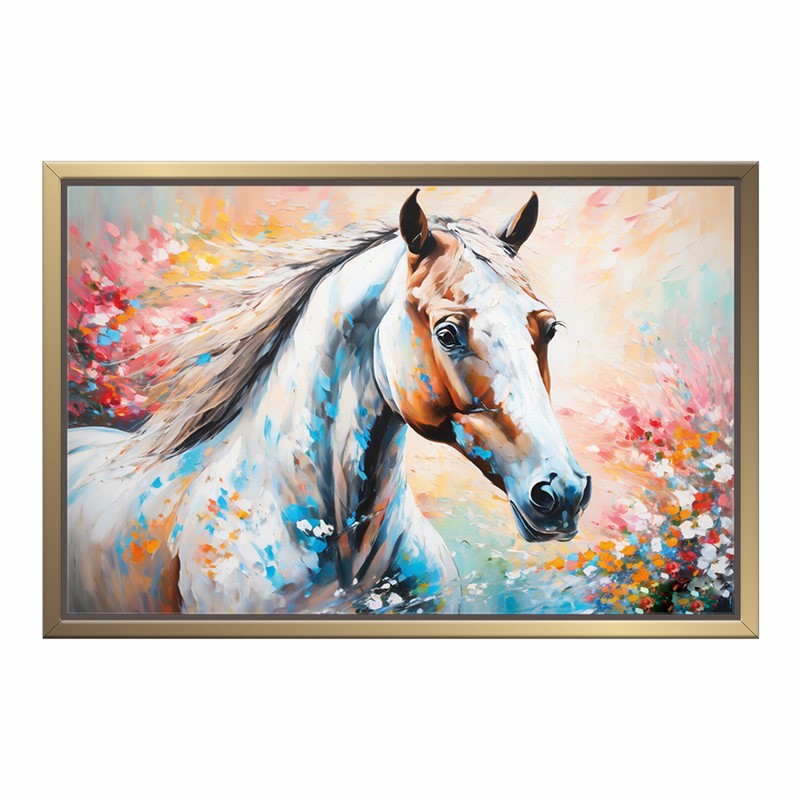 Bold Stallion Oil Painting for Statement Decor