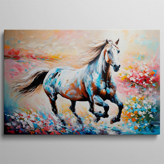 Serene Stallion Oil Painting with Pastel Hues