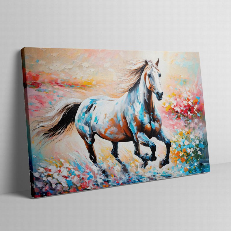 Serene Stallion Oil Painting with Pastel Hues