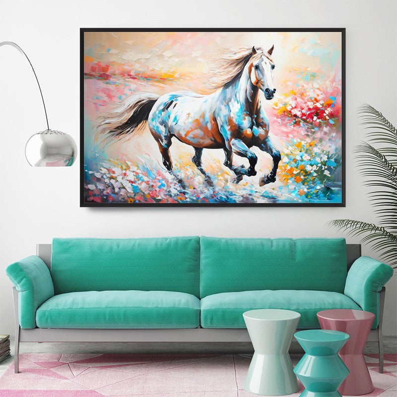 Serene Stallion Oil Painting with Pastel Hues