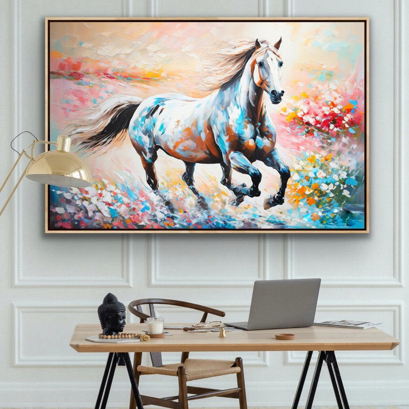 Serene Stallion Oil Painting with Pastel Hues