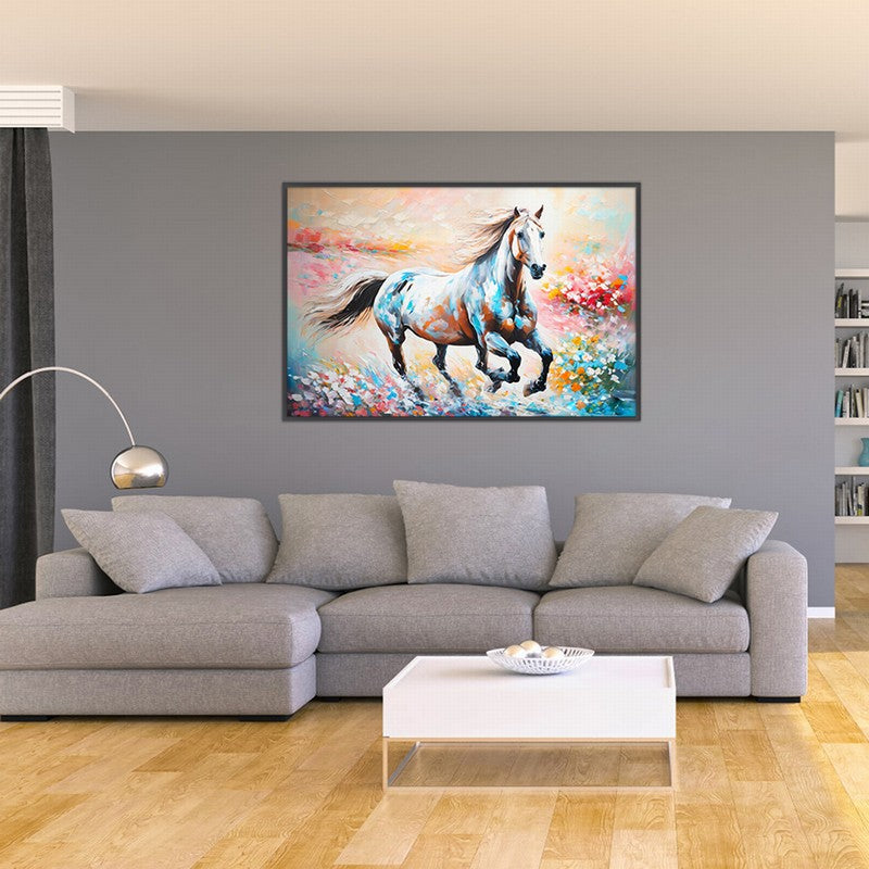 Serene Stallion Oil Painting with Pastel Hues