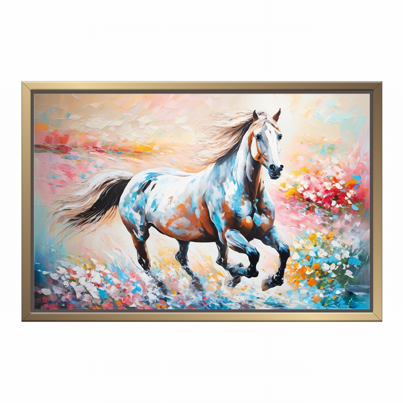 Serene Stallion Oil Painting with Pastel Hues