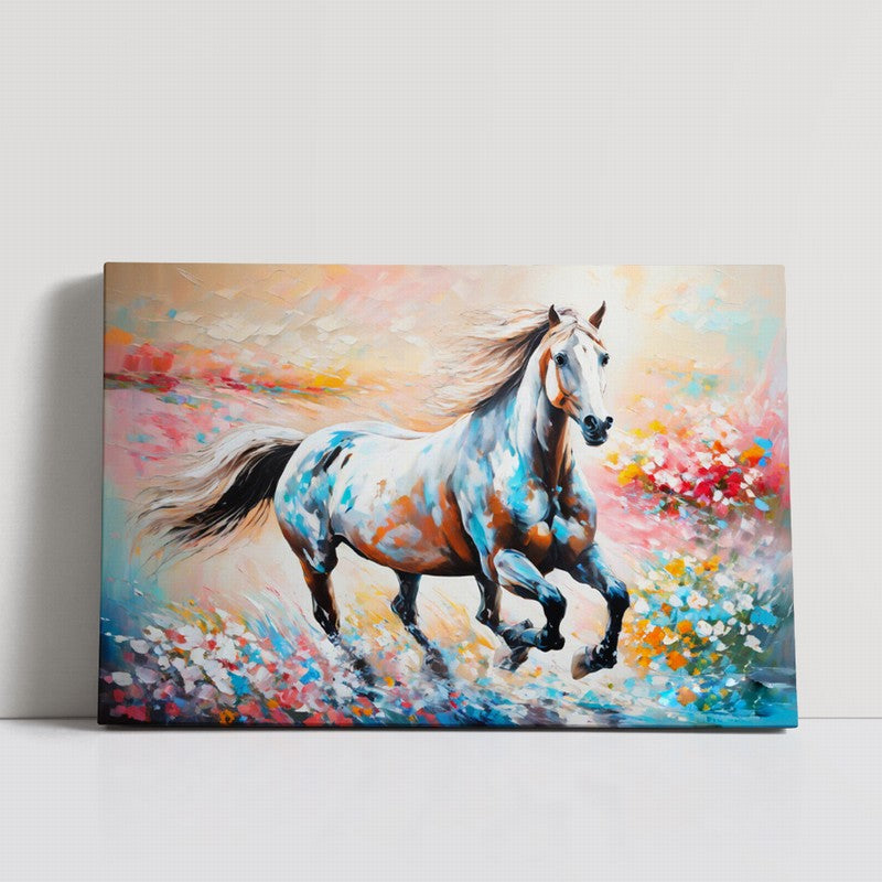 Serene Stallion Oil Painting with Pastel Hues