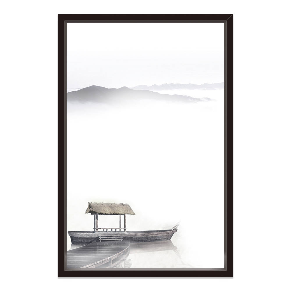 Ink-Brushed Sampan: Home Canvas Decor