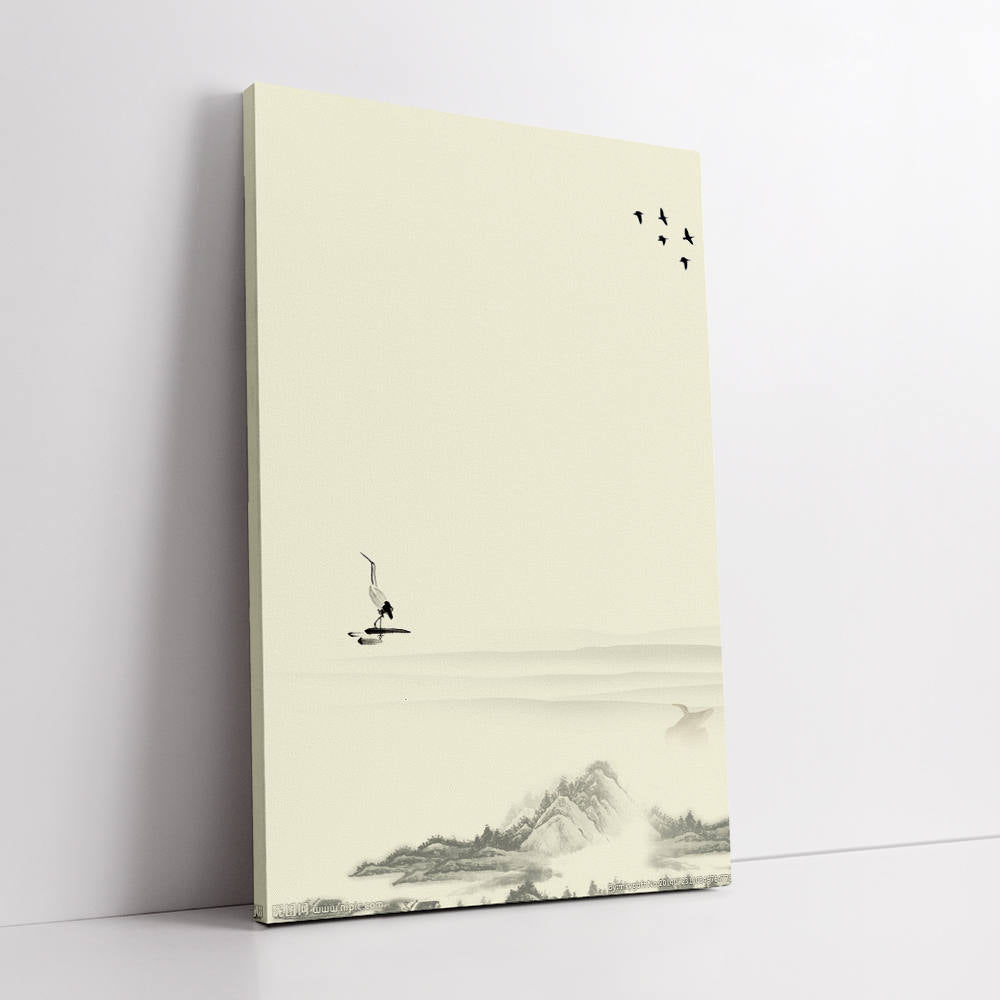 Ink Mountains, Birds: Home Canvas Decor