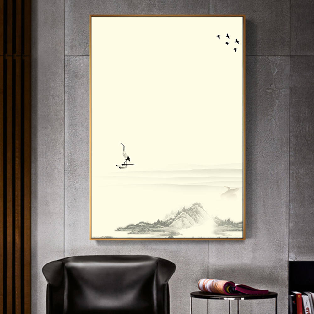 Ink Mountains, Birds: Home Canvas Decor