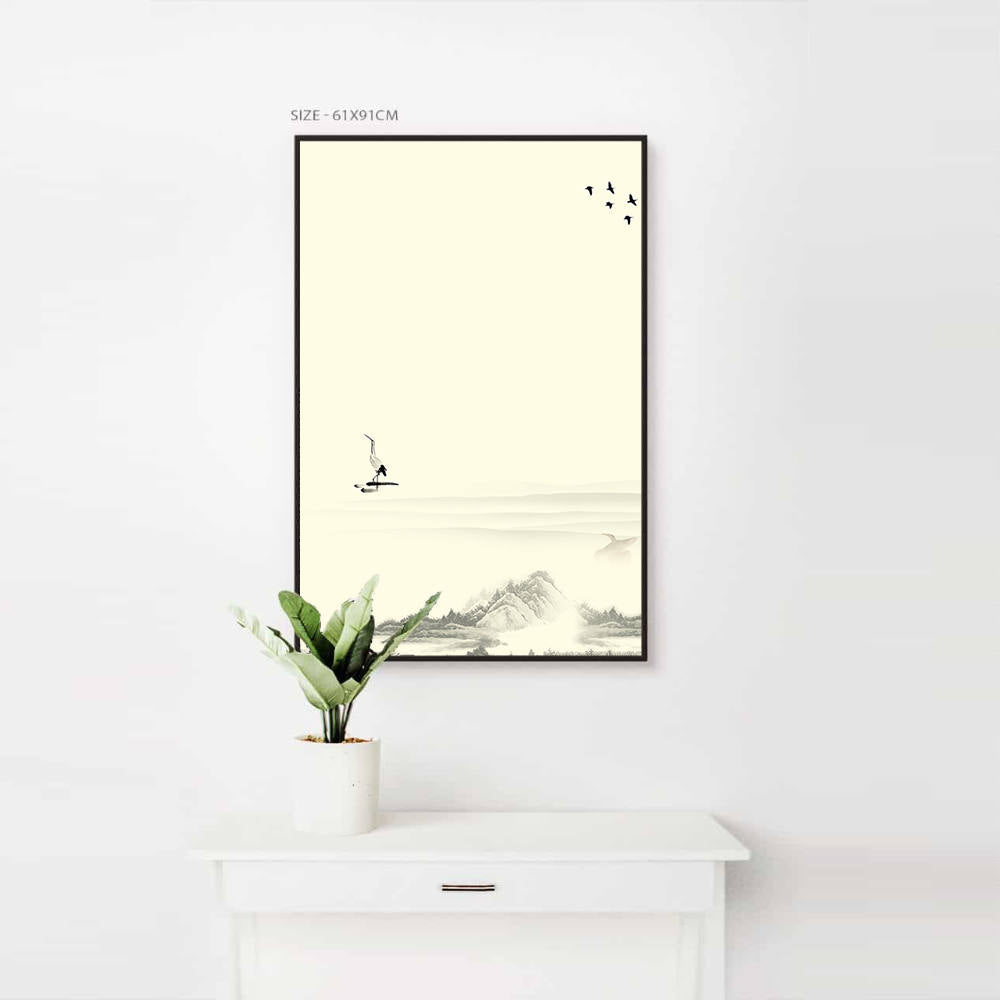 Ink Mountains, Birds: Home Canvas Decor
