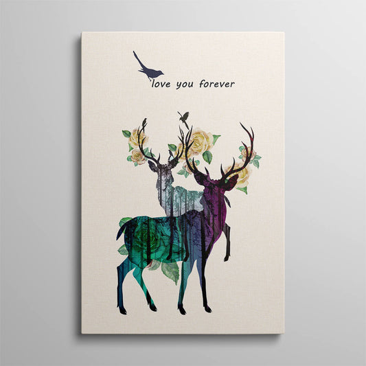 Colorful Deer Home Canvas Decoration