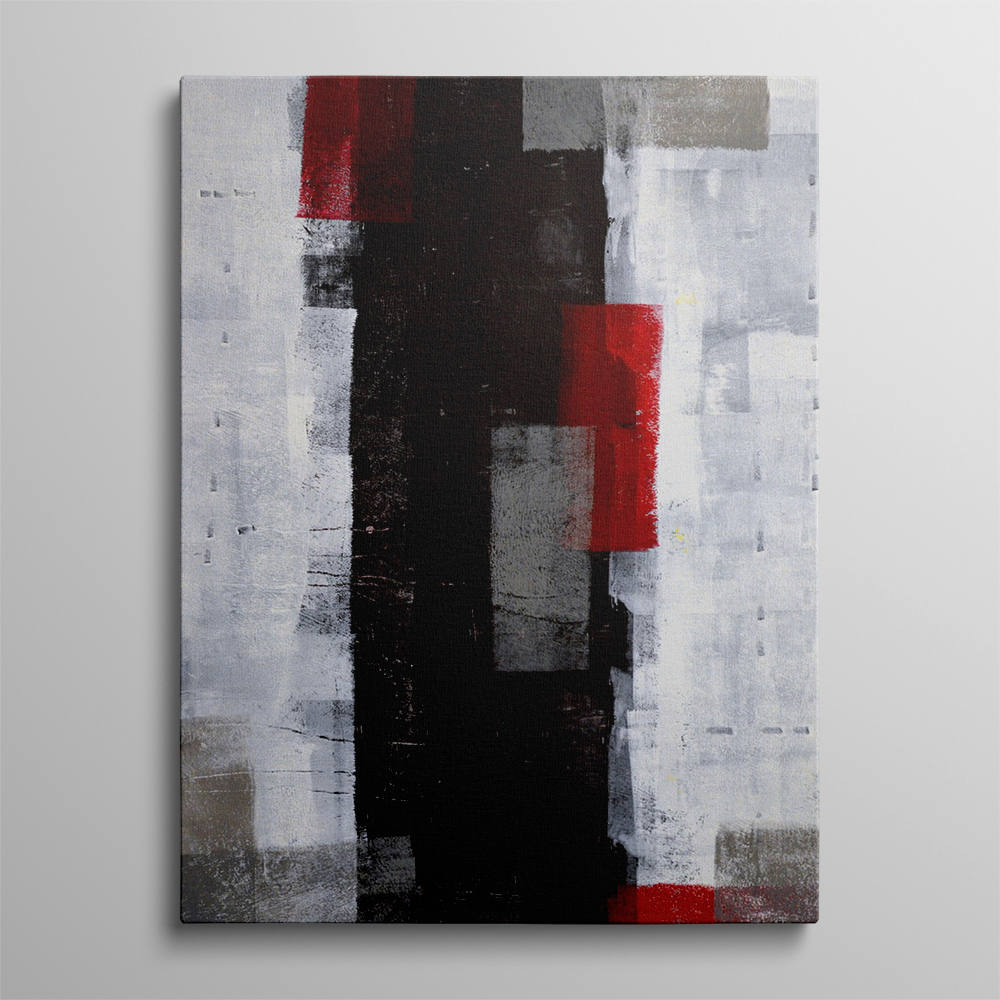 Whispers in Red, Embraced by Darkness Abstract Painting