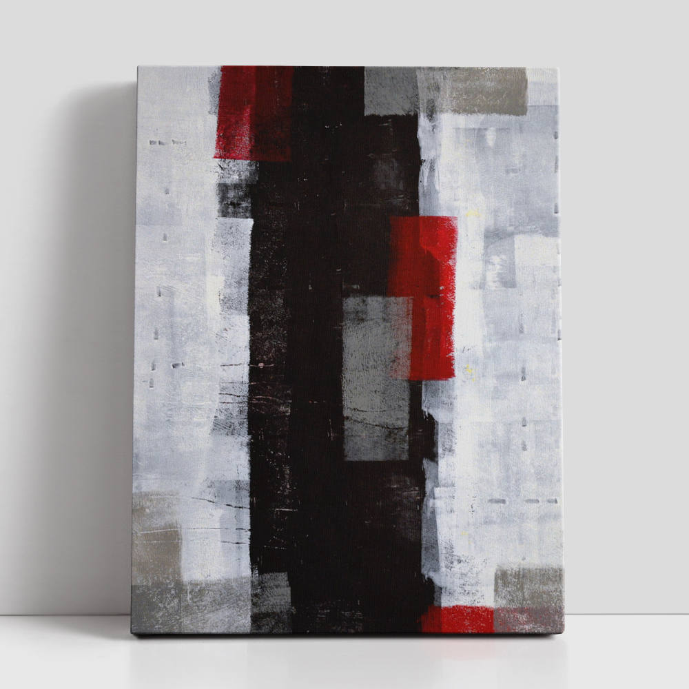 Whispers in Red, Embraced by Darkness Abstract Painting