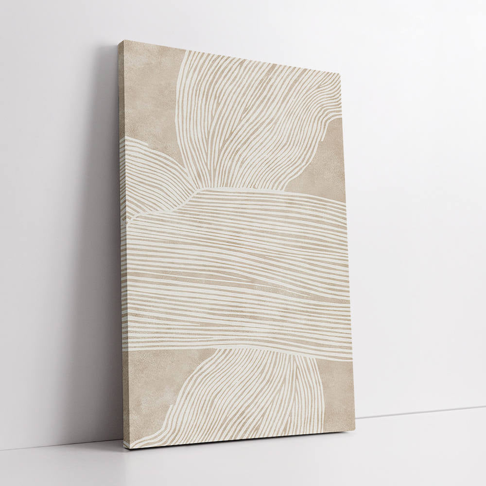 Beige Serenity in Linear Harmony Canvas