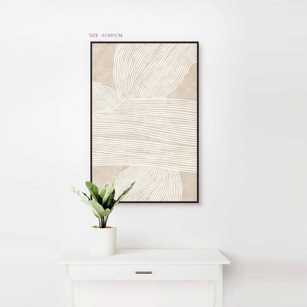 Beige Serenity in Linear Harmony Canvas