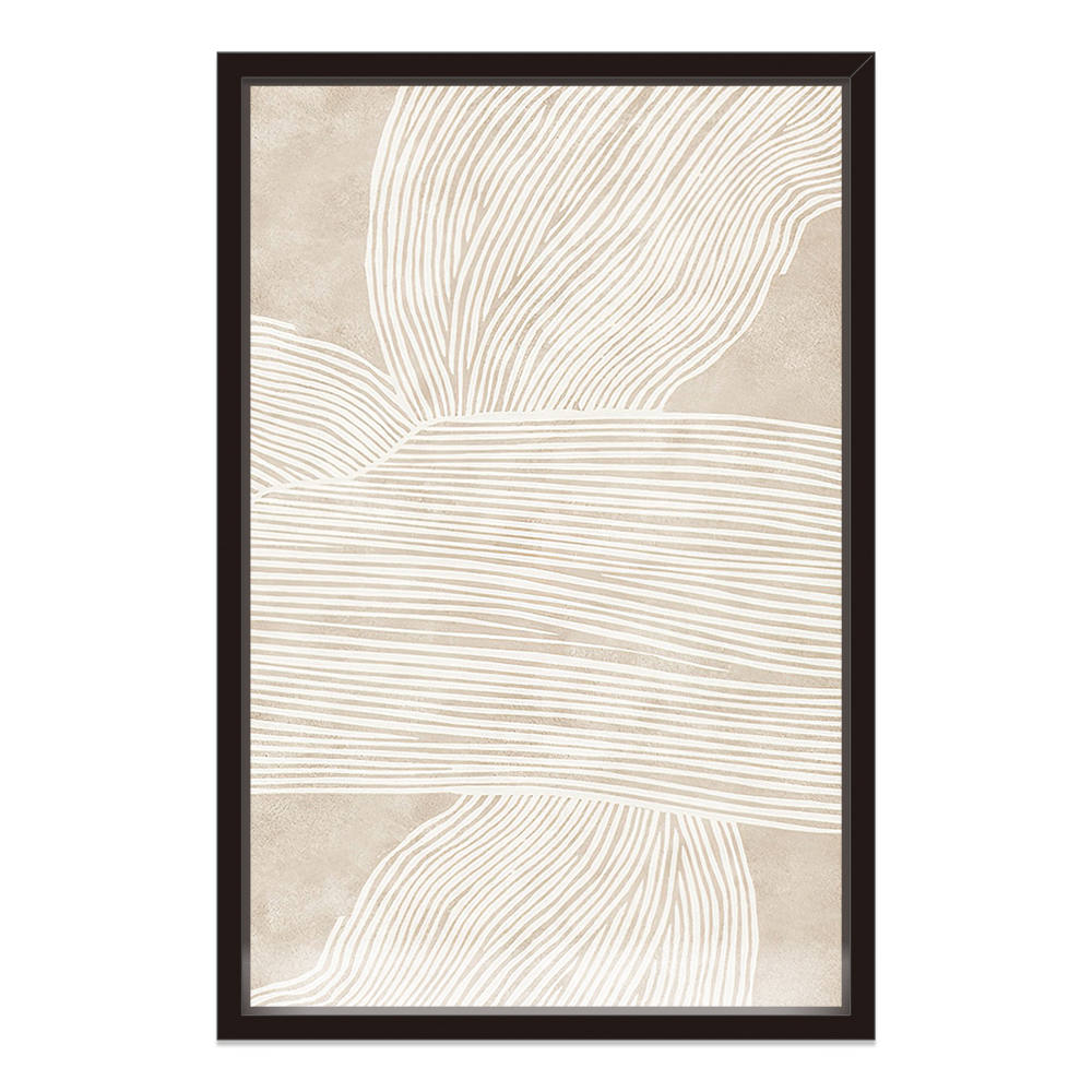 Beige Serenity in Linear Harmony Canvas
