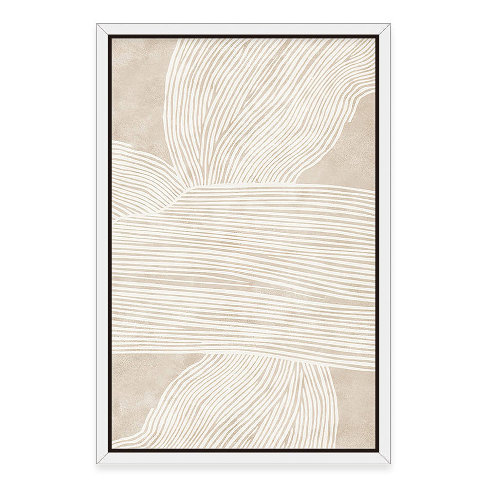 Beige Serenity in Linear Harmony Canvas